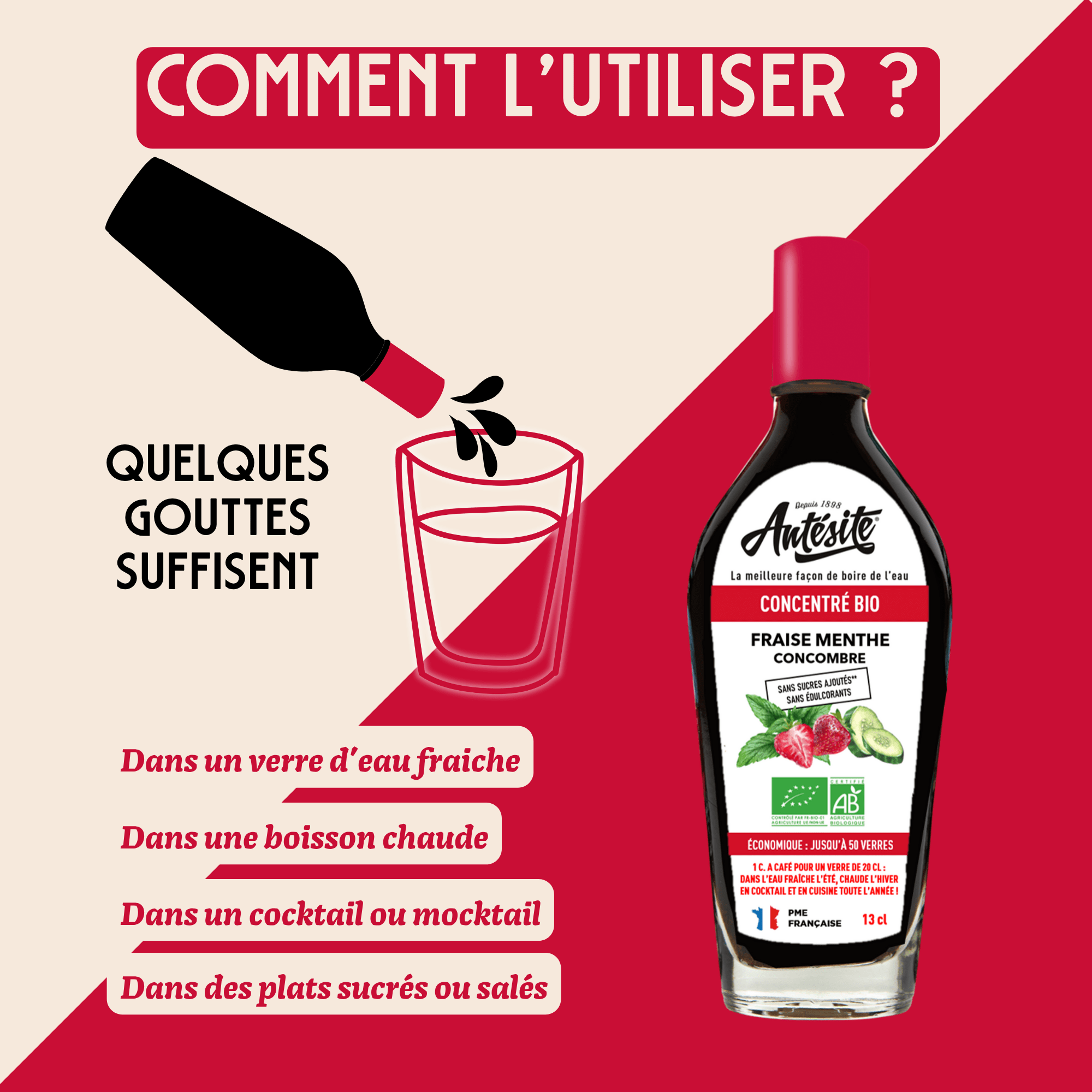 Antésite Concentrés de fruits Fraise menthe concombre