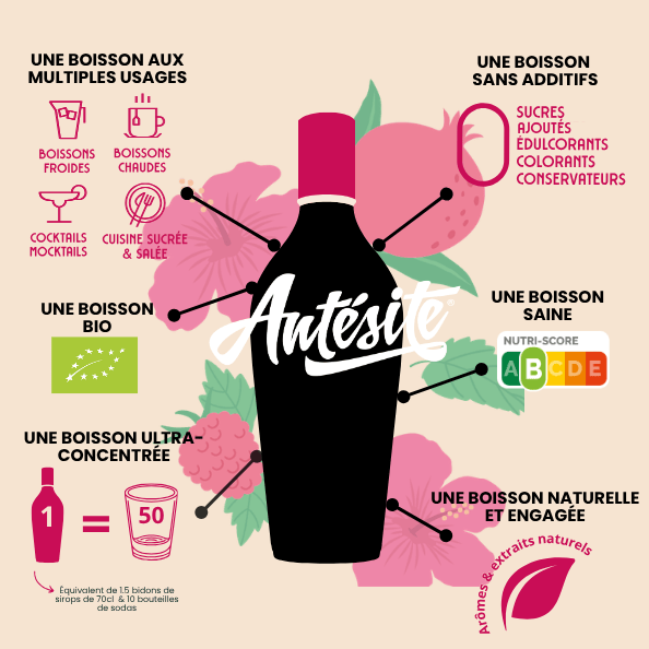 Antésite Concentrés de fruits Hibiscus framboise grenade