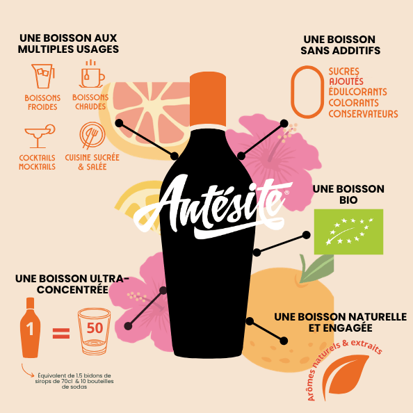Antésite Concentrés de fruits Hibiscus pamplemousse agrumes