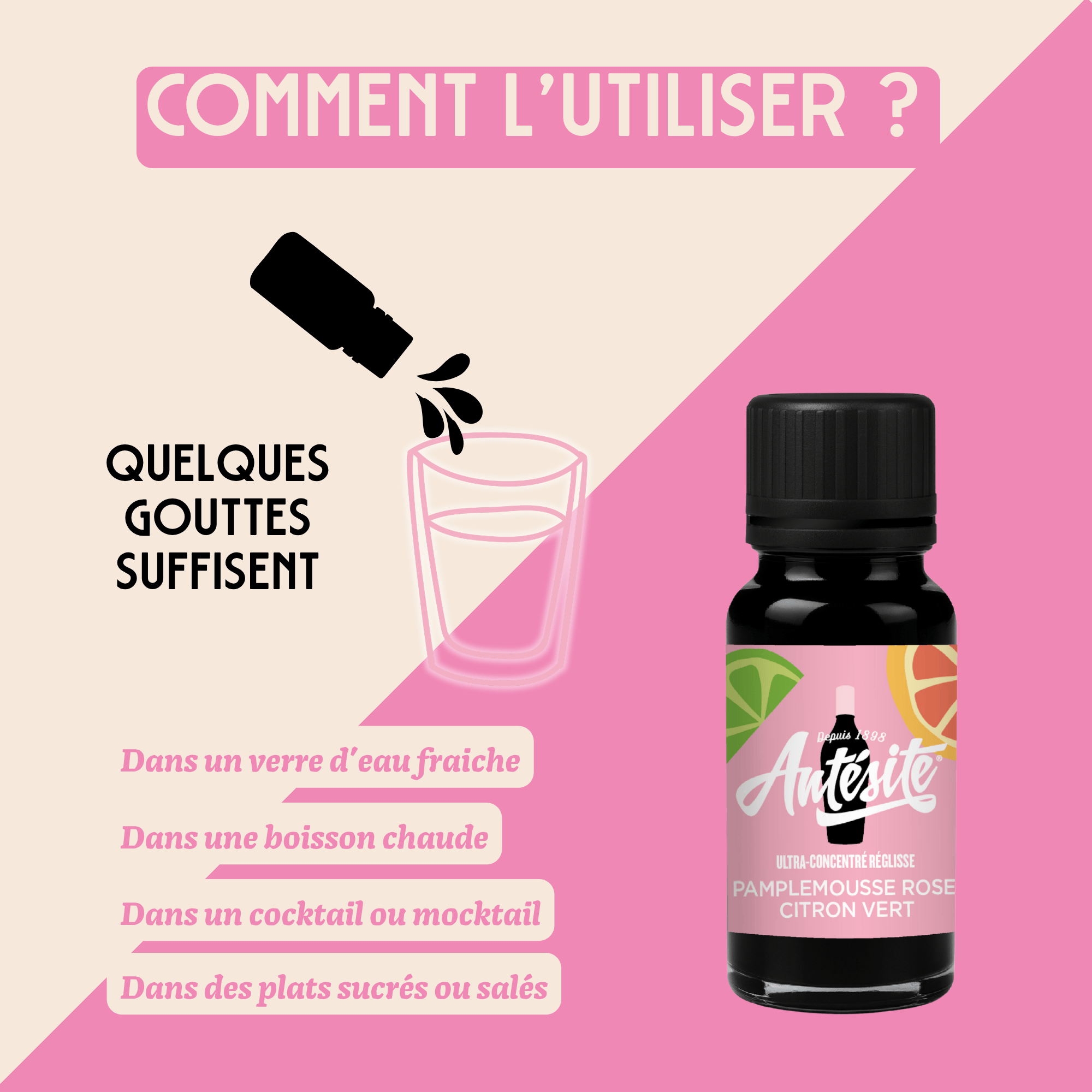 Antésite Ultra-concentrés Réglisse pamplemousse rose & citron vert mini format