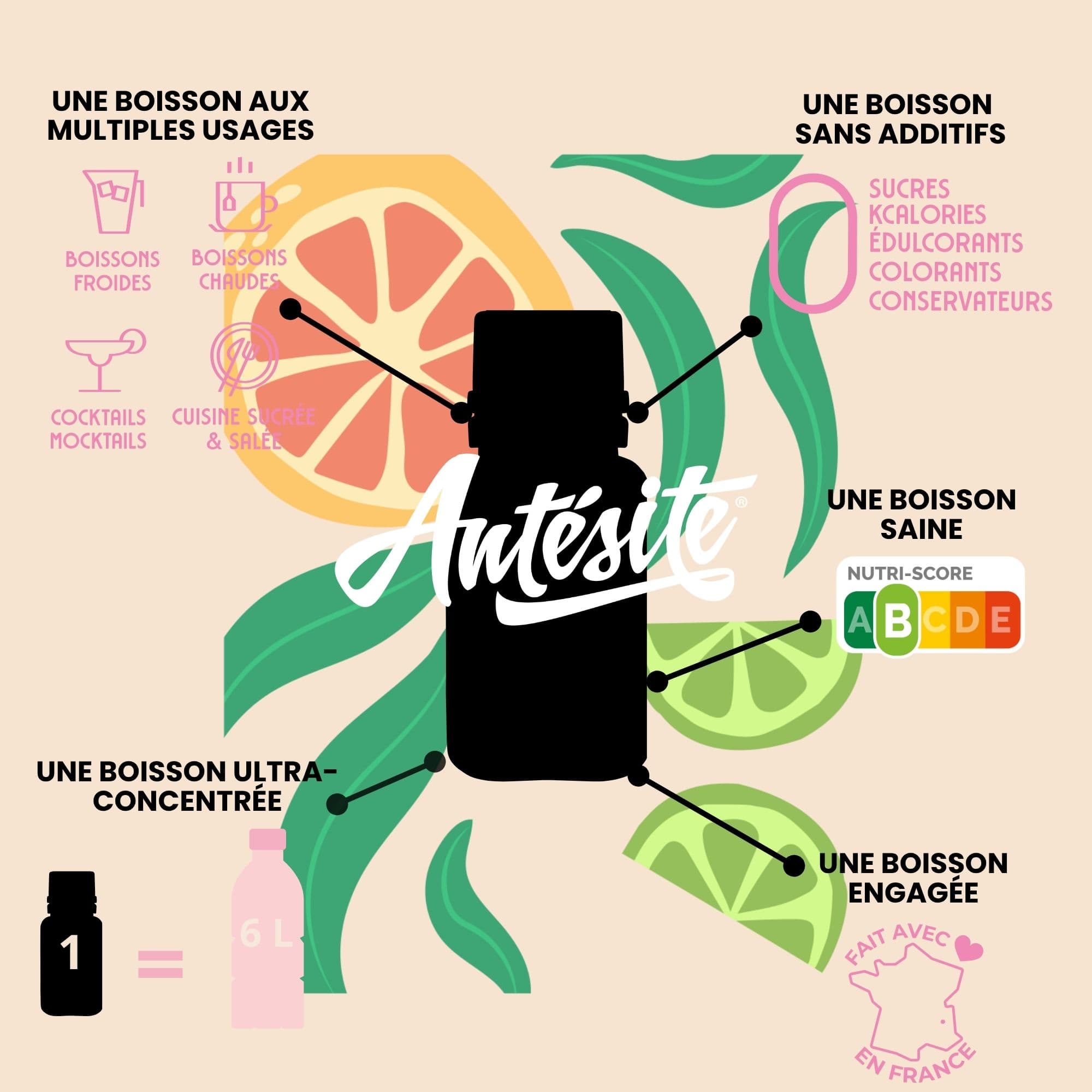 Antésite Ultra-concentrés Réglisse pamplemousse rose & citron vert mini format